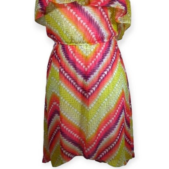 CHARLOTTE RUSSE YELLOW, PINK, & PURPLE STRAPLESS DRESS SZ.XS - Picture 3 of 4